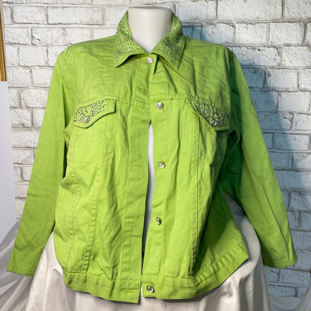 Lime Green Jewel Texas Cotton Jacket Size Large